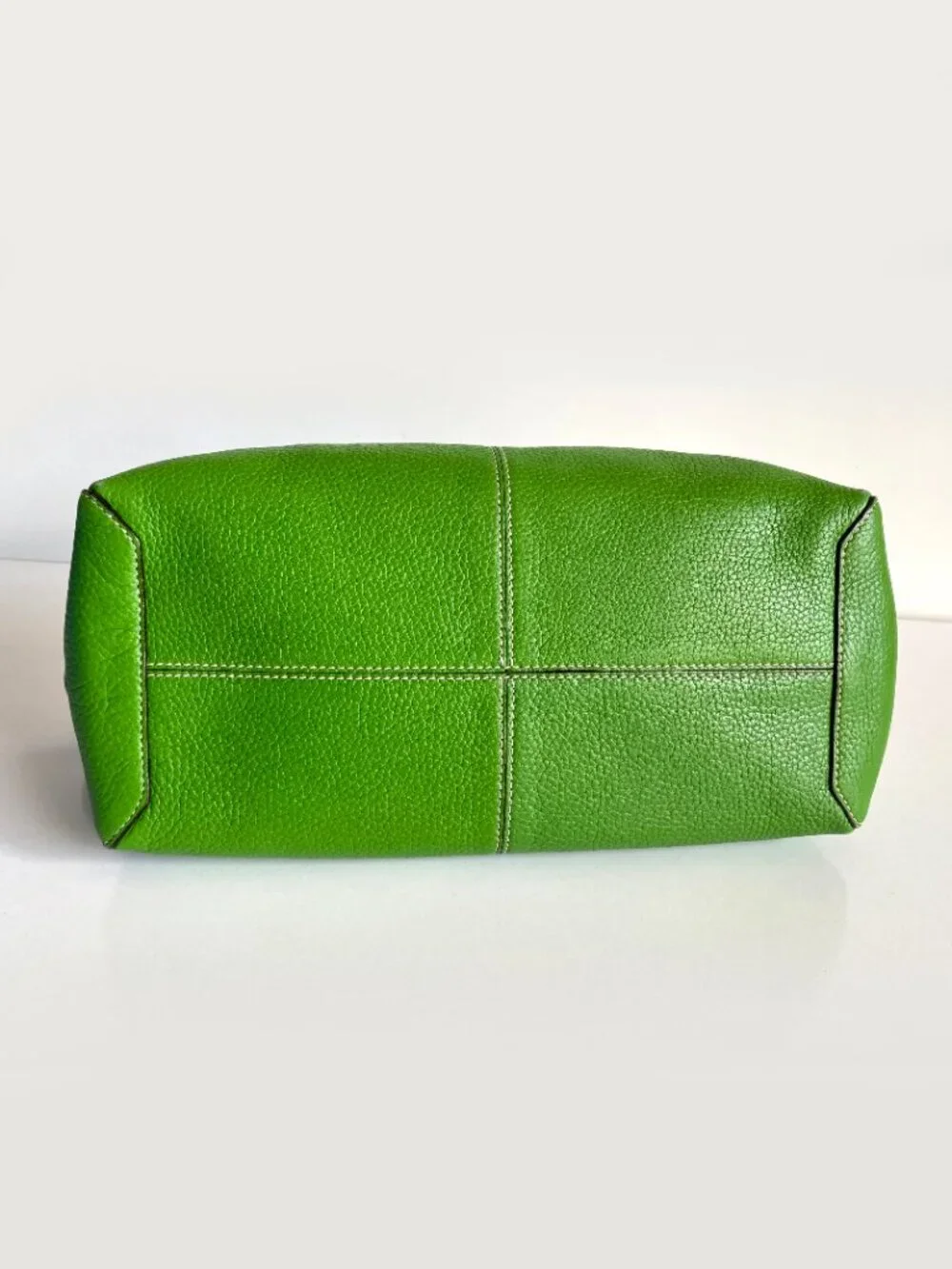 Kate Spade New York Green Leather Satchel Handbag Silver Hardware Y2K Vintage